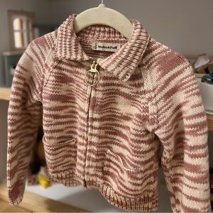 Misha & Puff Zip Cardigan in Lavender Space Dye | Size 12-18 months.